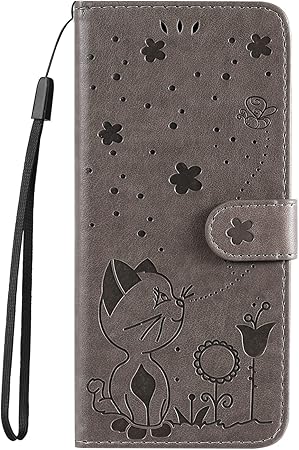 Blllue Capa carteira compatível com Samsung A5 2017, capa flip de couro PU  em relevo Bee Cat à prova de choque para Galaxy A5 2017 (cinza) |  Amazon.com.br