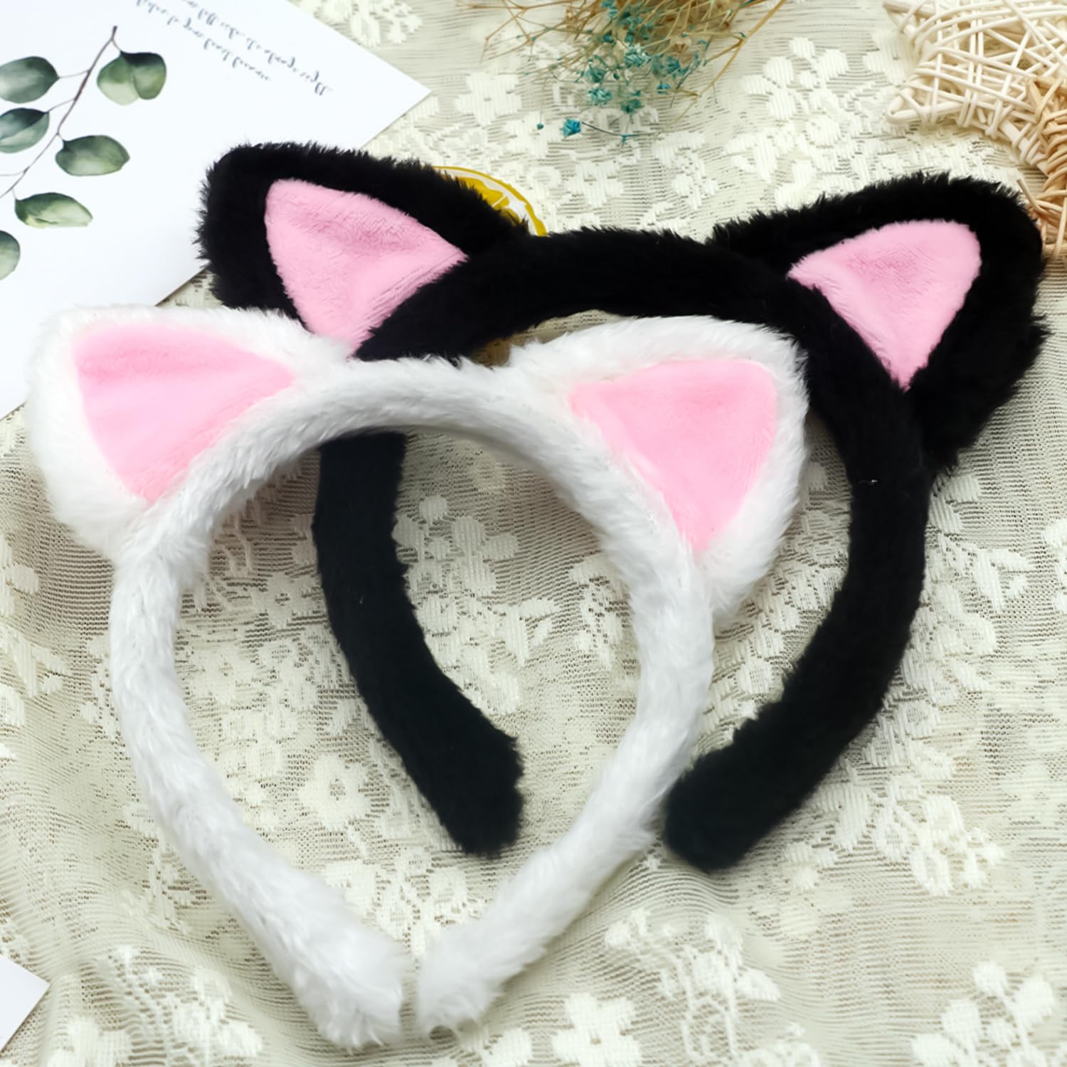 XNHIU 2 Pieces Cat Ears Headband - Children & Adult Cute Lovely Hairband Furry Cat Ears - Halloween Party & Daily Decoration for Women - Image 3