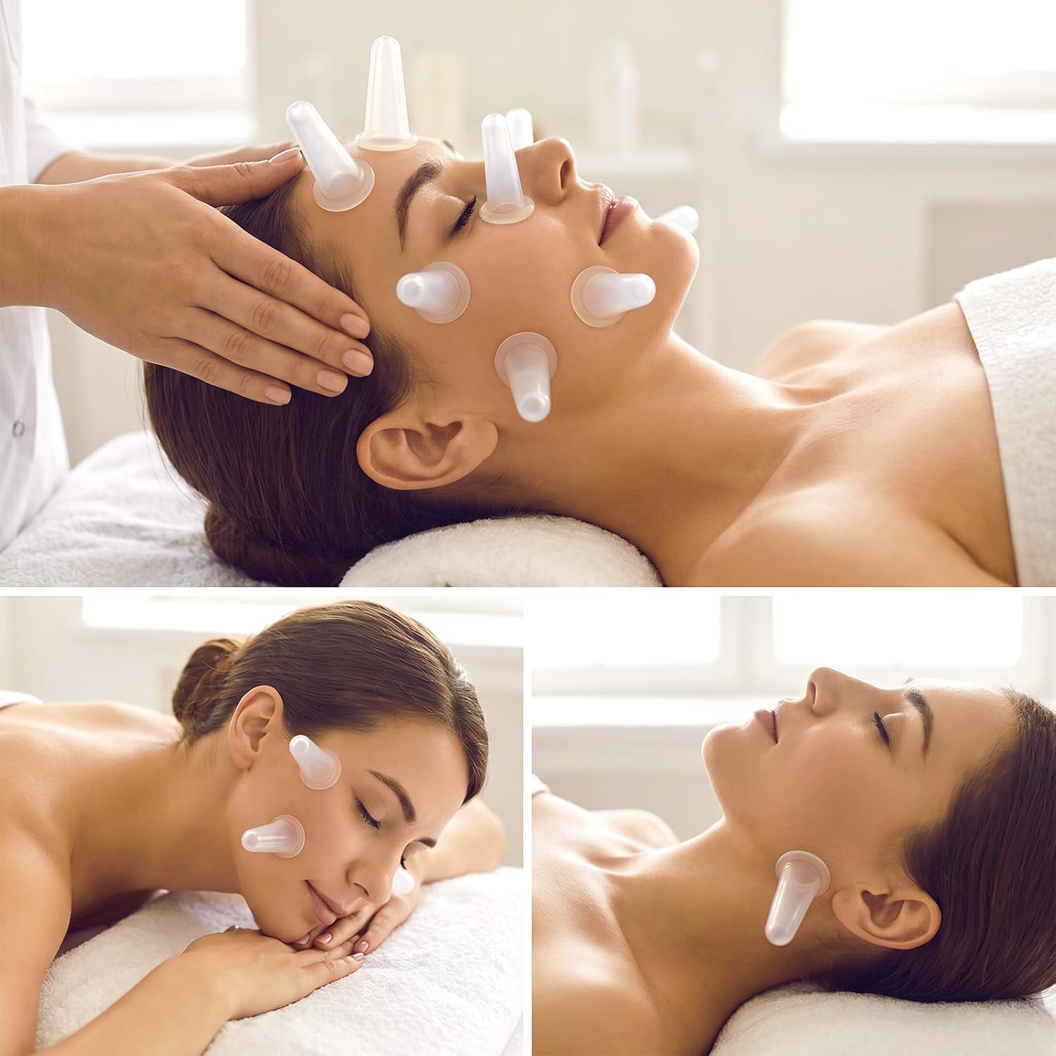 8 Pcs Face Cupping Set, Silicone Massage Cups for Facial and Eye Skin Care | Mini Facial Cups Face Massager Helper Skin Care Neck Back Eyes Massaging Cup Safe to Use
