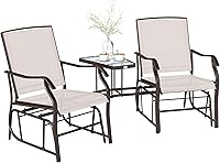 Vista 11 de Outsunny Sillas planeadoras para exteriores con mesa auxiliar, mecedora de 2 asientos para patio, sofá biplaza con correa transpirable para patio