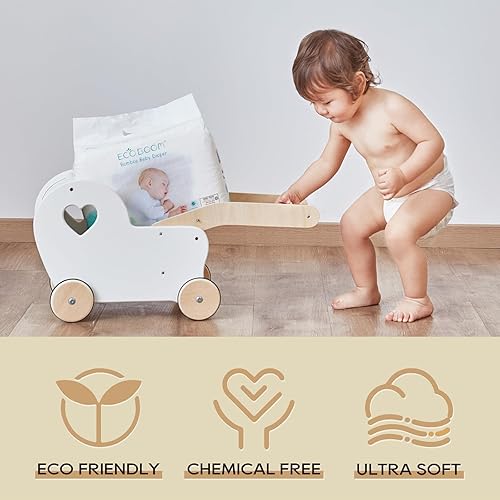 Miniatura 6 de ECO BOOM Pañales de bambú 100% natural seguro para piel sensible orgánico desechables pañales tamaño 2 (6-16lb) puro blanco eco pañal 36 unidades