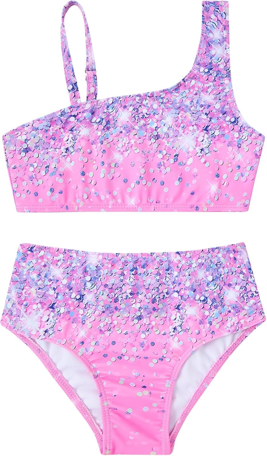 RAISEVERN Girls Swimsuit 3 Piece Bathing Suits Cute Quick Dry Bikini Tankini Sets with Cover Ups Beach Skirt for 5-12 Years
