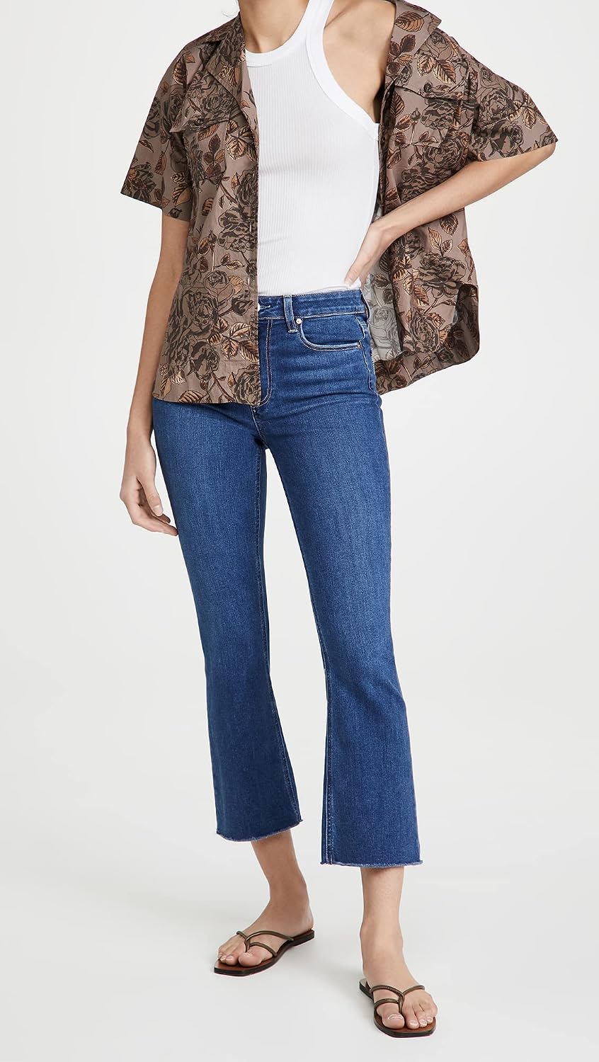 Colette Crop Flare Jeans with Raw Hem 