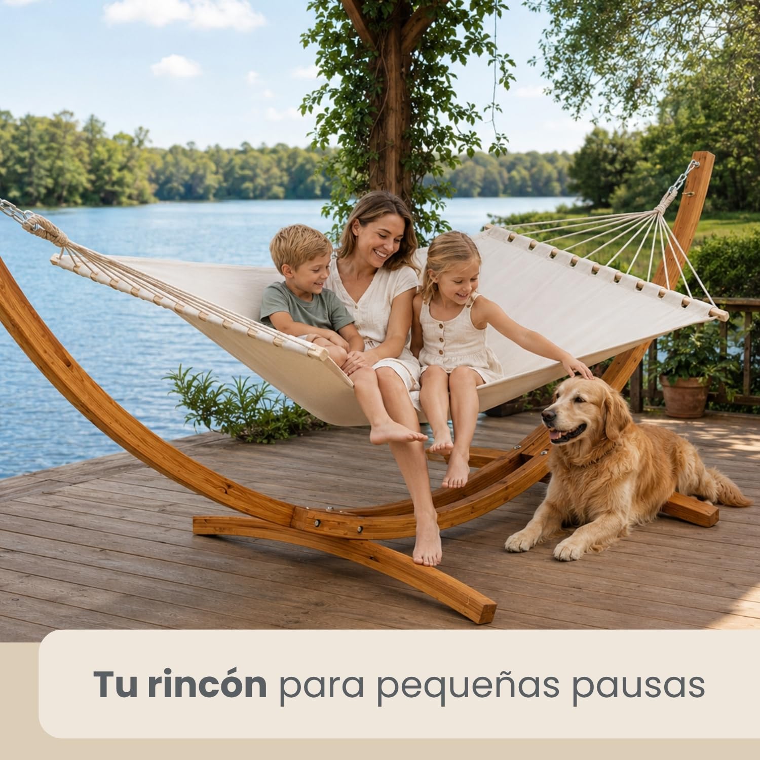 AMANKA Soporte para Hamacas de Madera Exterior 325 cm - Marco Colgante para Jardín y Terraza