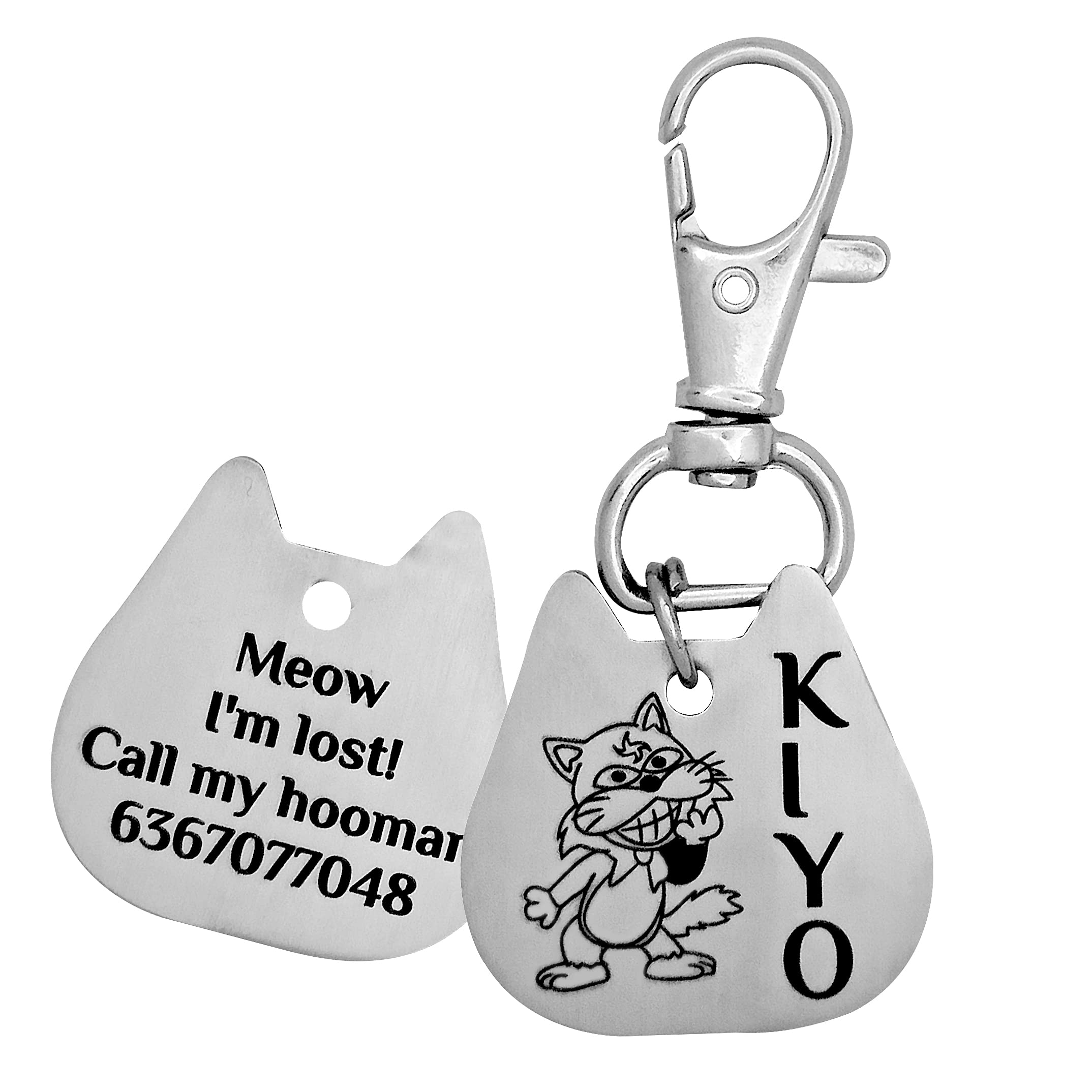 BAMALI Trendz Pet ID Tag Customize Black Laser Engraved Matt Finish Name Collar Tag for Your Loving Pet Dog, Cat, Puppy, Horse. Personalize Photo engrave Tag (Cat Face (L)) (B0BBSD6YWX) Amazon Price History, Amazon Price Tracker