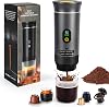 3-in-1 Portable Electric Espresso Machine, with LED Display, Self-Heating, USB-C, Electric Travel Coffee Maker, Compatible with Big&Small CapsulesGround Coffee, For Camping, RV, Office, Gray