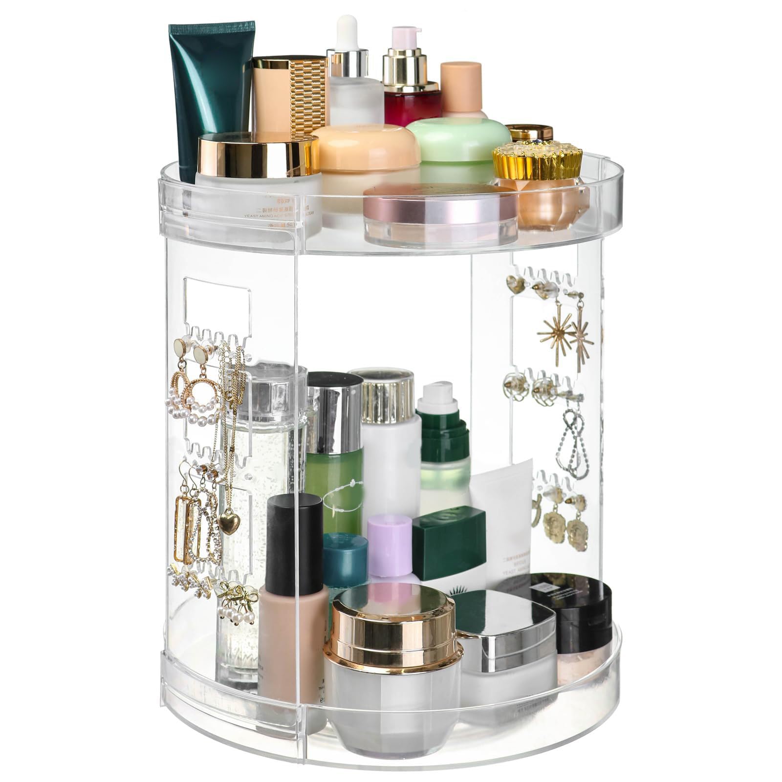 Nucelit Cosmetic Holder with 360 Rotation Large Capacity Makeup Storage Rack for Brushes Skincare Items Organiser Beauty Product Organiser