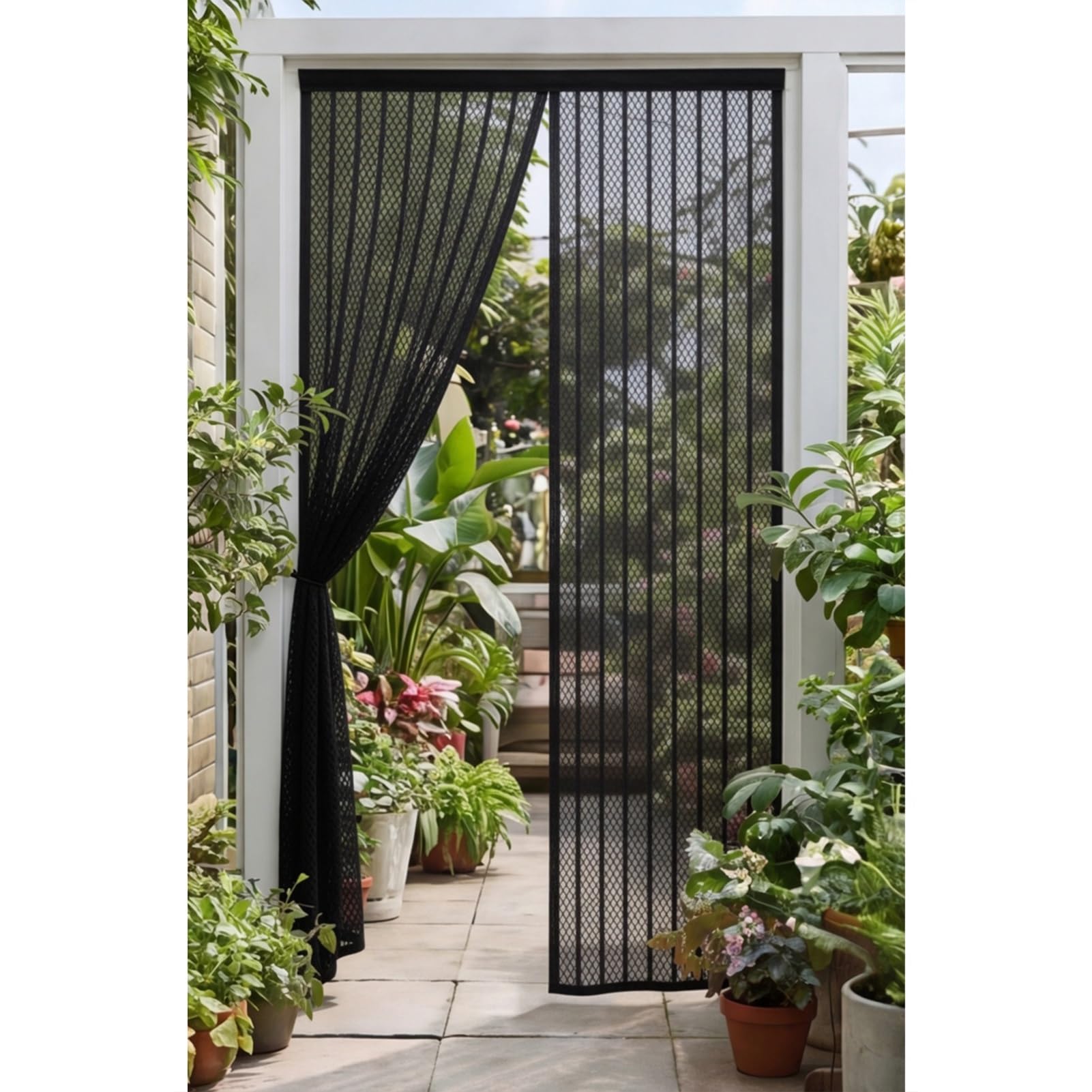 Yxrs Black Fly Screens Doors 243 X 209 Cm Frame Hook & Loop Hundreds Of Sizes Duty Door Screen With Powerful Magnets Keeps Bugs Out Easy To Install Without Drilling,