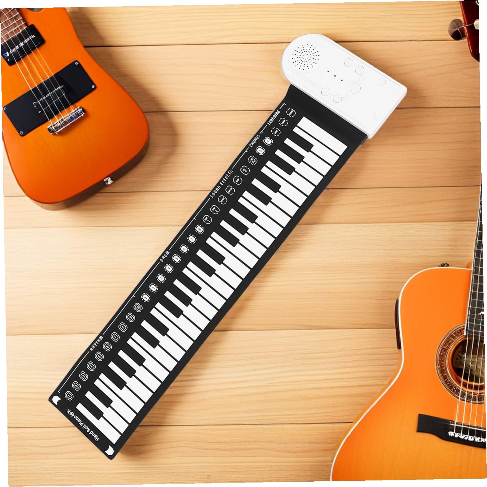 Pianoforte Arrotolabile 49 Tasti in Silicone Pieghevole | Principianti, Uso in Lezioni e Spettacoli Musicali, Formato Portatile da Viaggio, Nero e Bianco