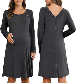Ekouaer Women’s Nursing/Delivery/Labor/Hospital Nightdress Short Sleeve Maternity Nightgown with Button S-XXL Price In India