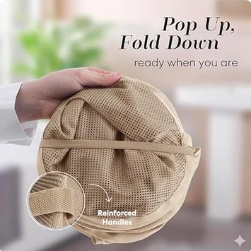 Handy Laundry Collapsible Mesh Pop Up Hamper with Side Pocket