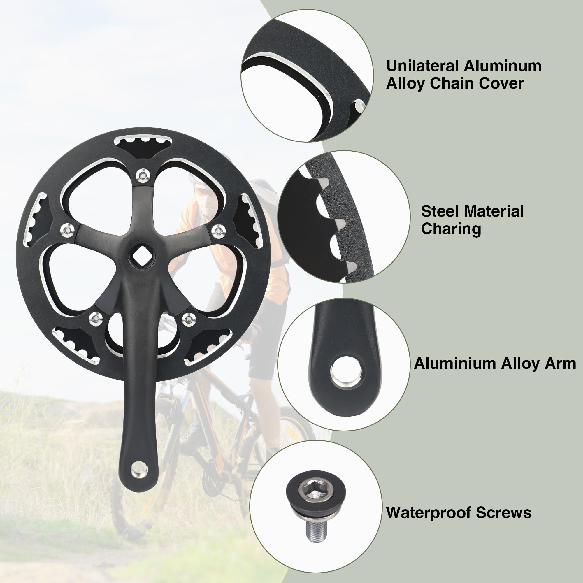 MEGHNA 48 x 170 mm Crankset Bicycle Crankset Aluminium Crankset for MTB/City Bike/City Bike/Women's Bicycle (48T) - Image 4