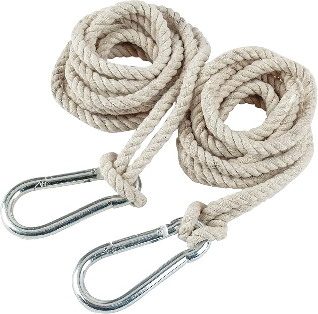 2 Tree Swing Hanging Straps Cotton Hammock Rope 13 FT Each with Heavy Duty Carabiner Hooks Kit for Camping or Tire Playground Accessories - Safer Extension Conversion/Easy Setup Indoor Outdoor