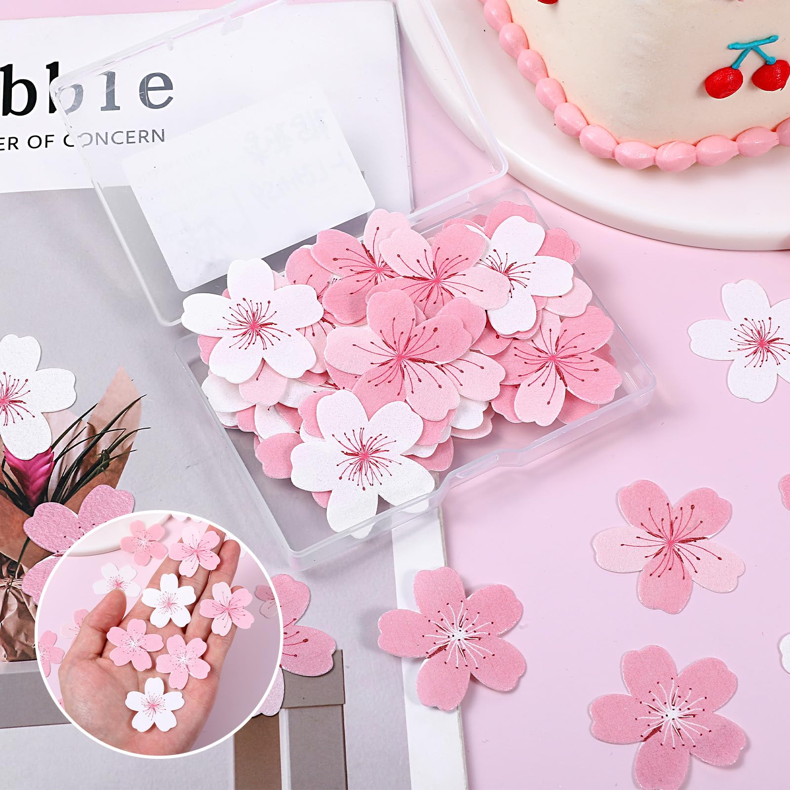 E-Ambar - Décoration De Gâteaux Fleurs De Cerisier Roses - 60