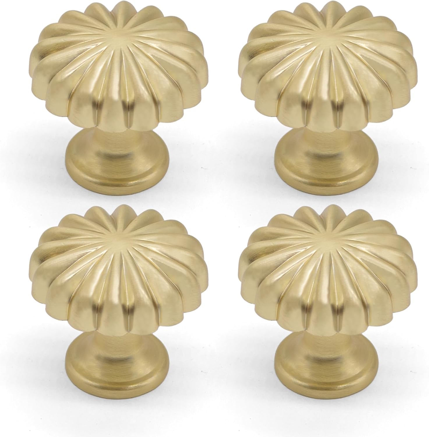 4 Pack Gold Cabinet Knobs, 1.18in/30mm，Zinc Alloy Pumpkin Drawer Knobs Pulls Hardware for Kitchen Cabinets Dresser Cupboard Wardrobe Doors