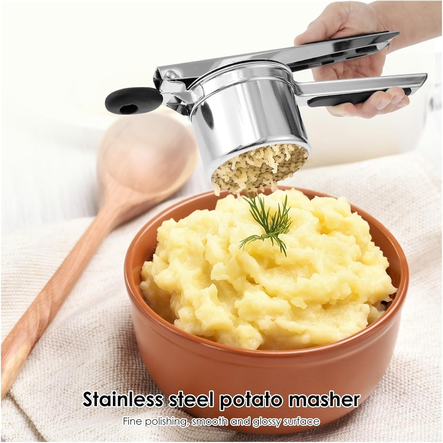 3-in-1 Potato Ricer & Masher Set with 3 Interchangeable Discs | Heavy Duty Stainless Steel Manual Masher for Creamy Potatoes, Spaetzle, Purees & Vegetables | Easy Clean Kitchen Tool