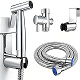 Bidet Hand Shower Personal Hygiene Set, Hand Stainless Steel Bidet Sprayer with 1.5 m Hose, Baby Cloth Nappy Spray Kit, Adjustable Spray Gun, Bidet Shower for Personal Hygiene - 1
