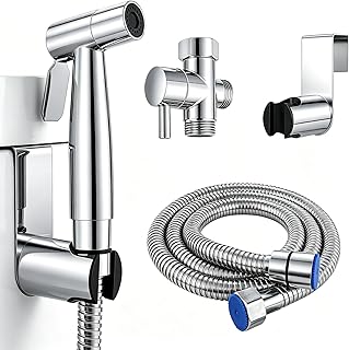 Kit de Pulverizador de Bidé de Mano, Ducha Bidet Acero Inoxidable con 1.5m Manguera, Grifo Portatil para WC Kit, Juego de Ducha de Mano de Bidé para Higiene Personal