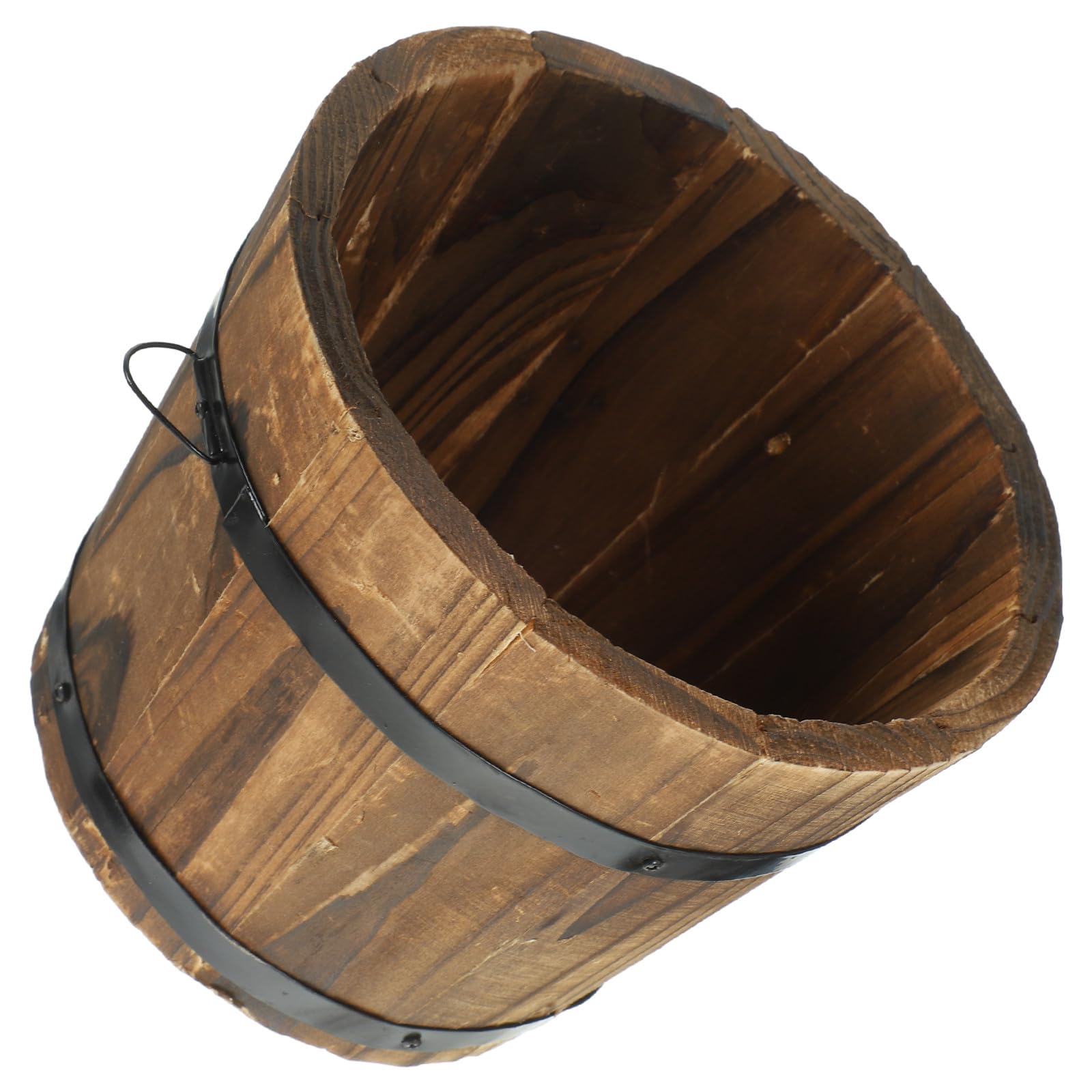 Seau rustique en bois haut de gamme avec poignées latérales