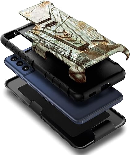 Miniatura 4 de NZND Funda para Samsung Galaxy S21 FE 5G con protector de pantalla de vidrio templado (cobertura máxima), funda de clip para cinturón con soporte