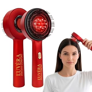 LUVERA Scalp Massager with Red Light Therapy – 3-in-1 Hair Oil Applicator Comb, Waterproof Electric Head Massage Brush for Hair Growth, Deep Scalp Care & Stress Relief – USB Rechargeable. Multicolour