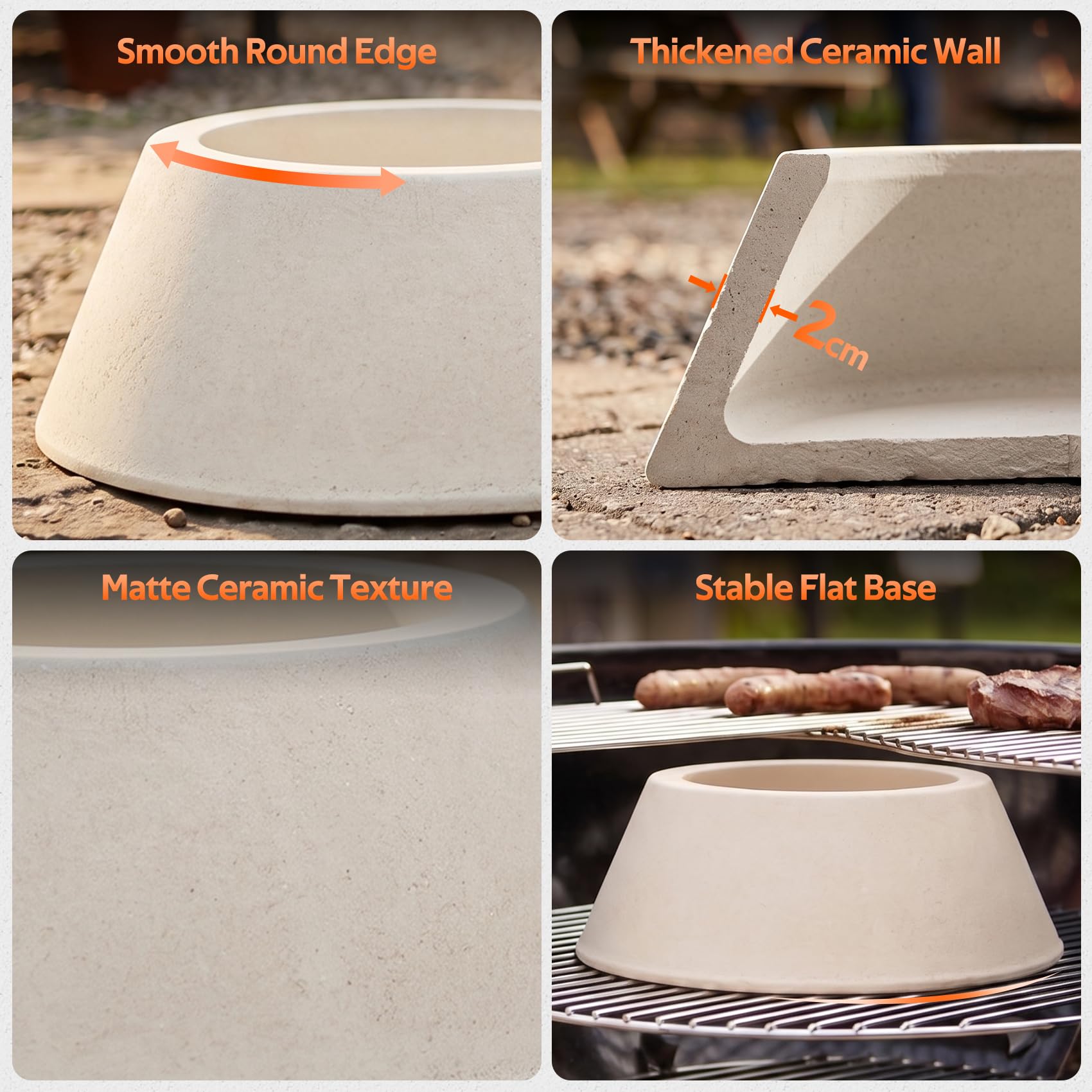 onlyfire Whirlpool - Supporto per carbonella in ceramica per bollitore | Effetto fumo stabile, risparmio di carburante, perfetto per cucinare barbecue a bassa e lenta