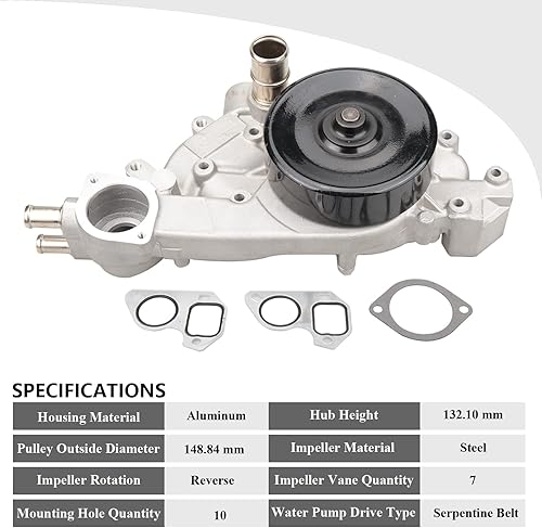 Miniatura 9 de 01087 Bomba de agua de motor profesional con termostato para Chevy 2009-2013 Corvette 6.2L7.0L, 2012-14 Camaro 6.2L, 2011-15 Caprice 6.0L, 2014-17