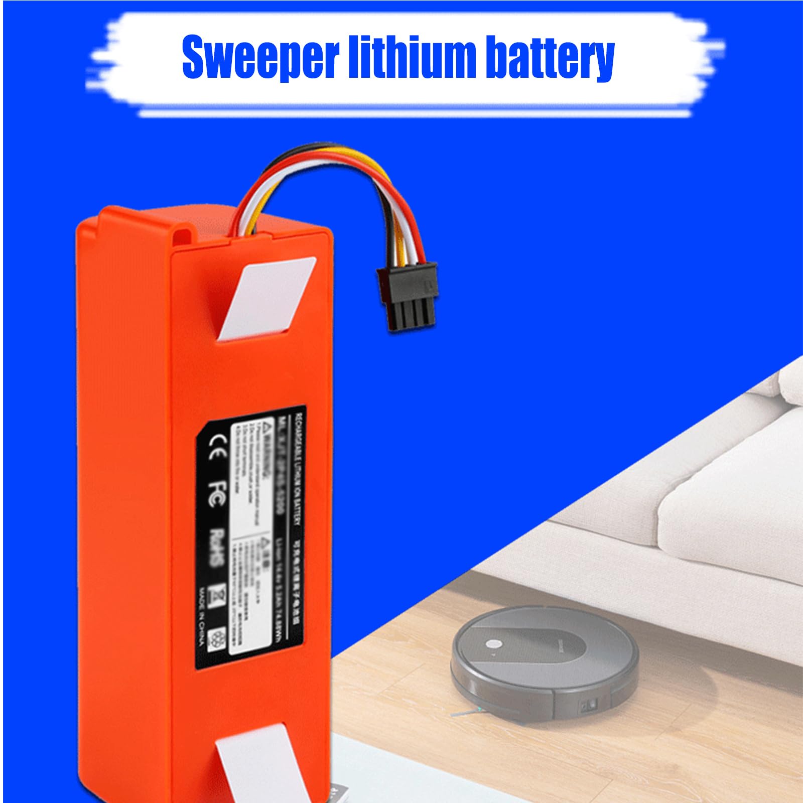 14,4 V 6500 mAh Li-ion wymienna bateria bateria robota 14,4 V bateria odkurzacza robota wodoodporna bateria zamiatarki