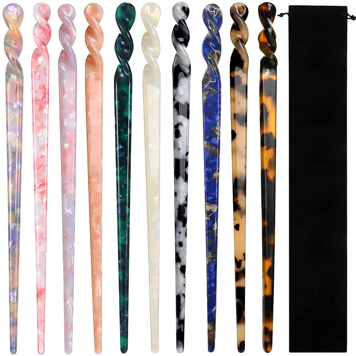Acetate Hair Sticks - Leopard Print Hair Pins for Women