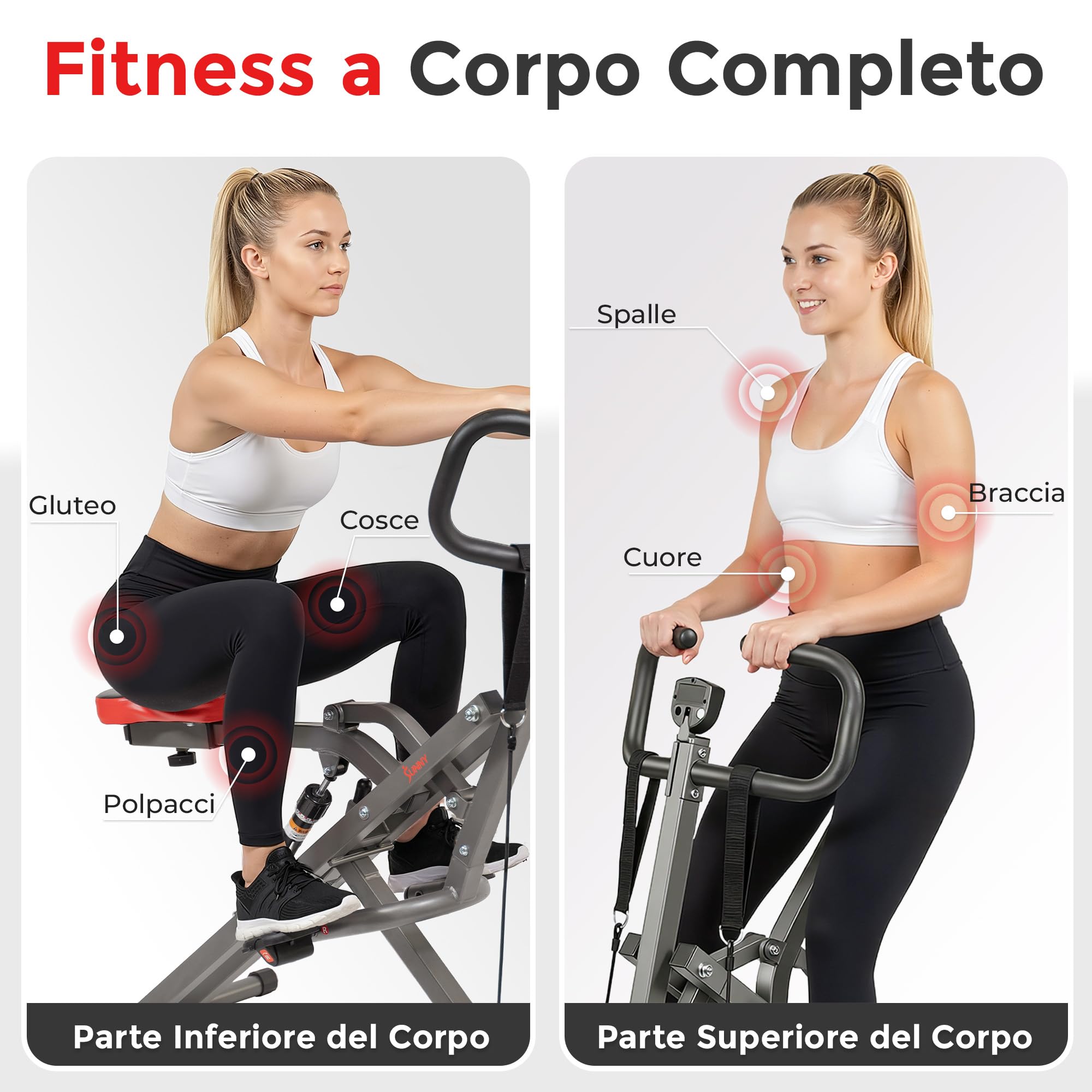 Sunny Health & Fitness Smart Upright Row-N-Ride con resistenza regolabile, attrezzatura pieghevole per esercizi domestici per braccia, glutei e gambe, connessione gratuita all'app SunnyFit