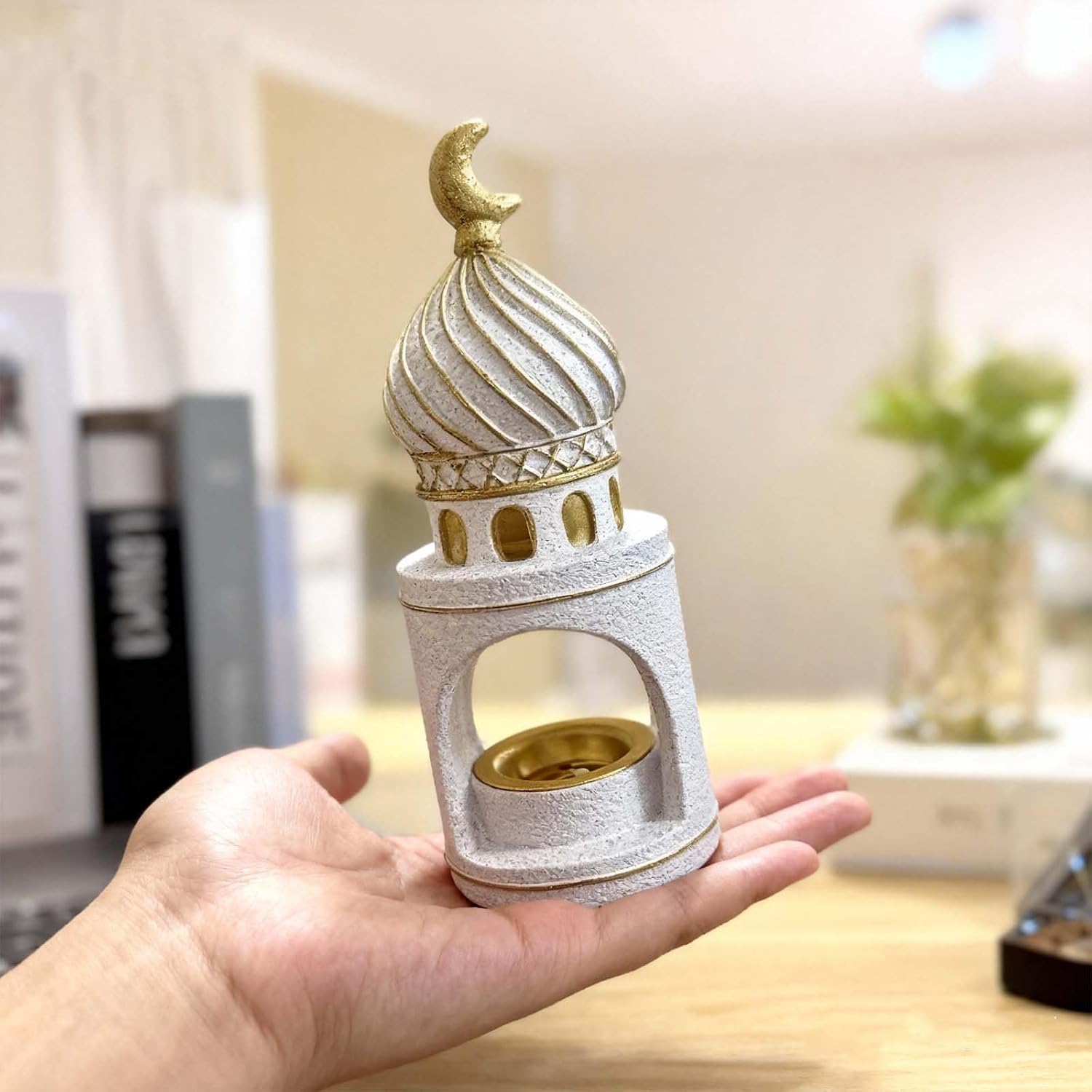 Middle Eastern Style Incense Holder | Resin Arab Architecture Inspired Incense Burner for Aromatherapy, Yoga, Spa | Ideal Ramadan Gift and Islamic Home Decor (White Incense Holder B) image 5