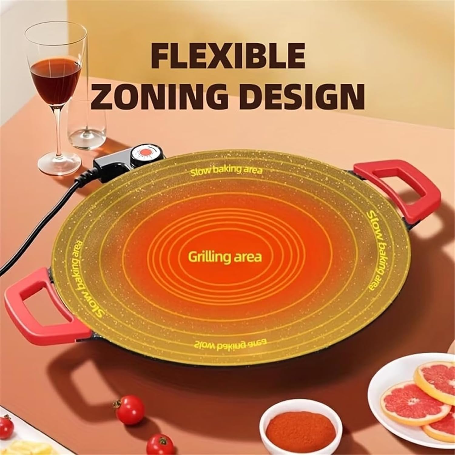 Indoor Smokeless Electric Griddle, Non-stick Electric Indoor Grill Pan, Adjustable Temp, Portable Electric Korean BBQ Grill for Steaks, Burgers, Pancakes (40 cm/15.75 inch)