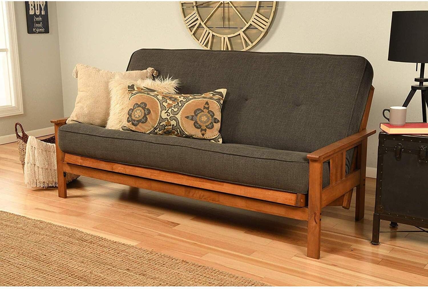 Brentwood Tray Arm Full Size Wood Futon Frame Heritage