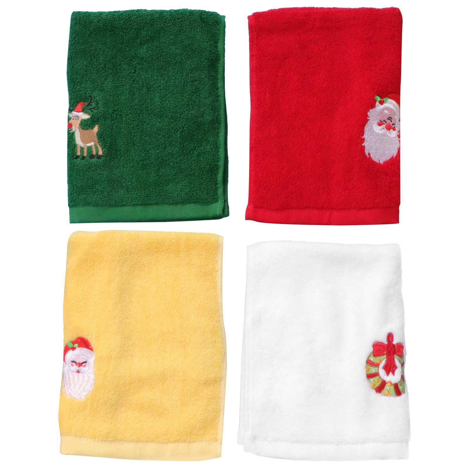 4pezzi Asciugamano Natalizio Ricamato Asciugamano Decorativo per Feste Confortevole e Resistente Morbido per Uso Quotidiano Regalo di Natale Stili multipli