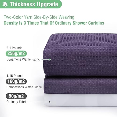 Vista 119 de Dynamene Cortina de ducha larga de tela negra – Cortinas de ducha de tela alta y resistente con textura de gofre, juego de cortina de baño de lujo