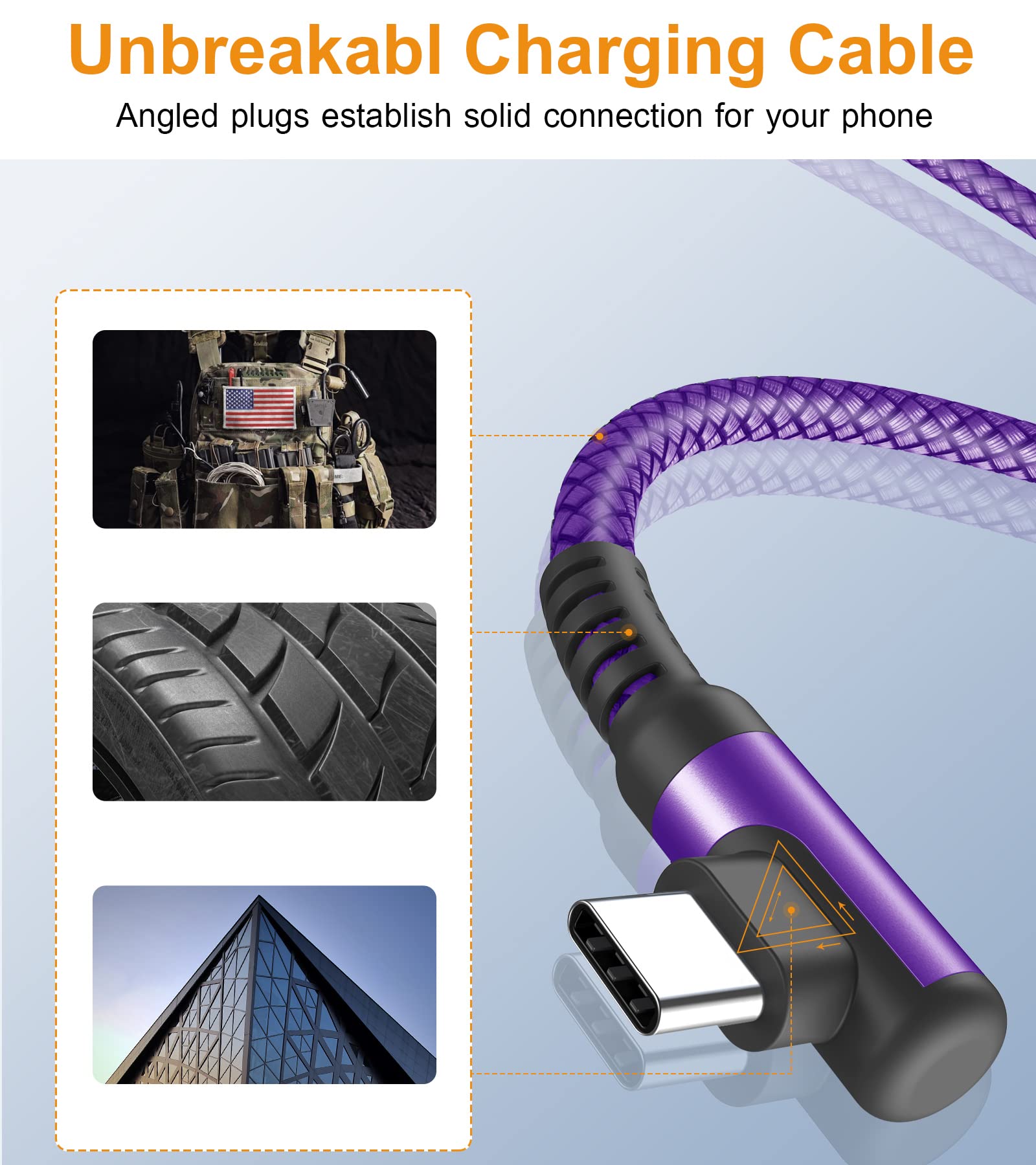 Cavo USB C 90 gradi [2 pezzi 3 m] 3.1A ricarica rapida, cavo di ricarica Cavo USB C in nylon tipo C per i phone 16 15 Pro Max, Samsung Galaxy S24 S23 S22 S21 S20, Note10/9/8, M31, A71 A52 A51 A50 A40