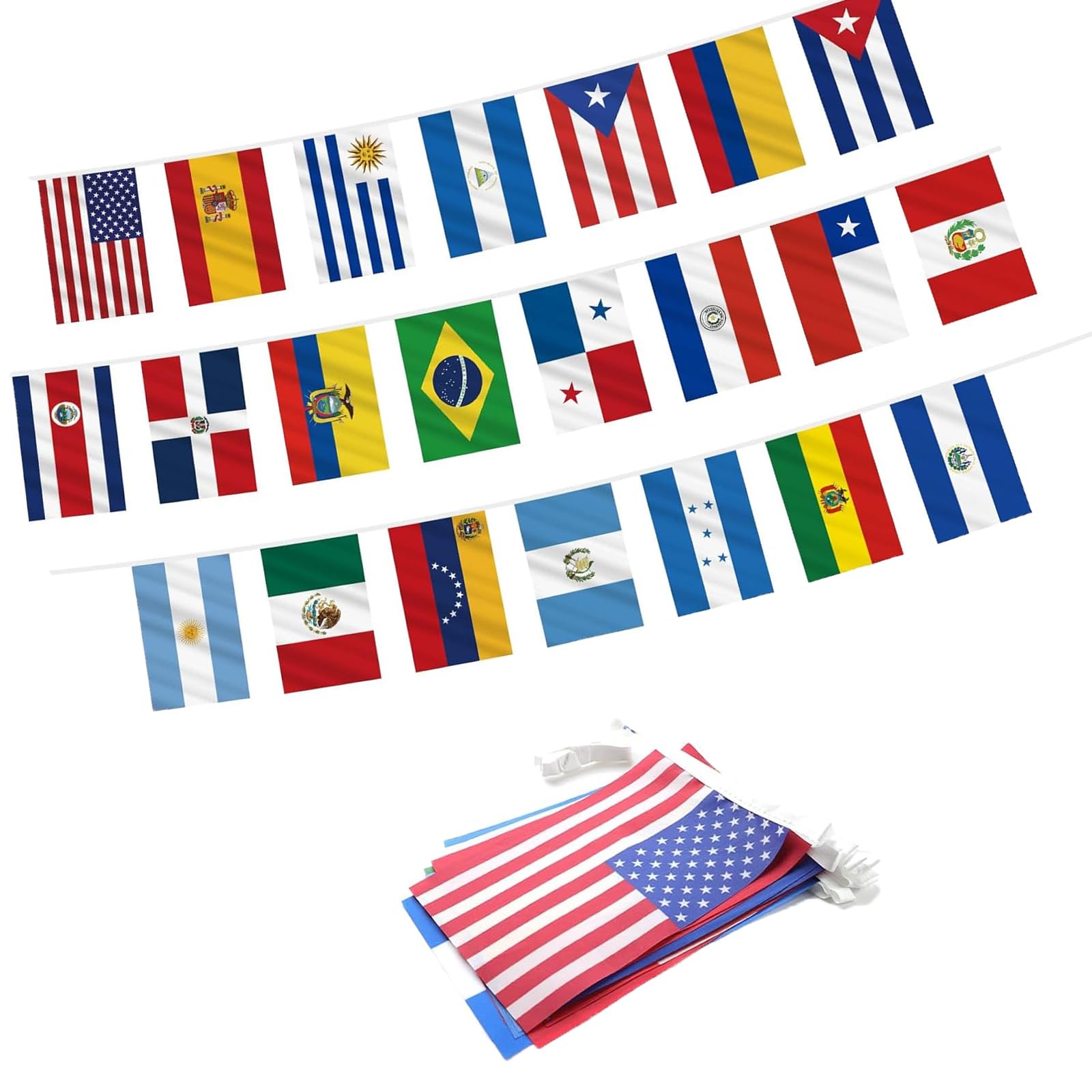 Hispanic Flags Hispanic Heritage Month String Flags - 21 Flag Banner ...