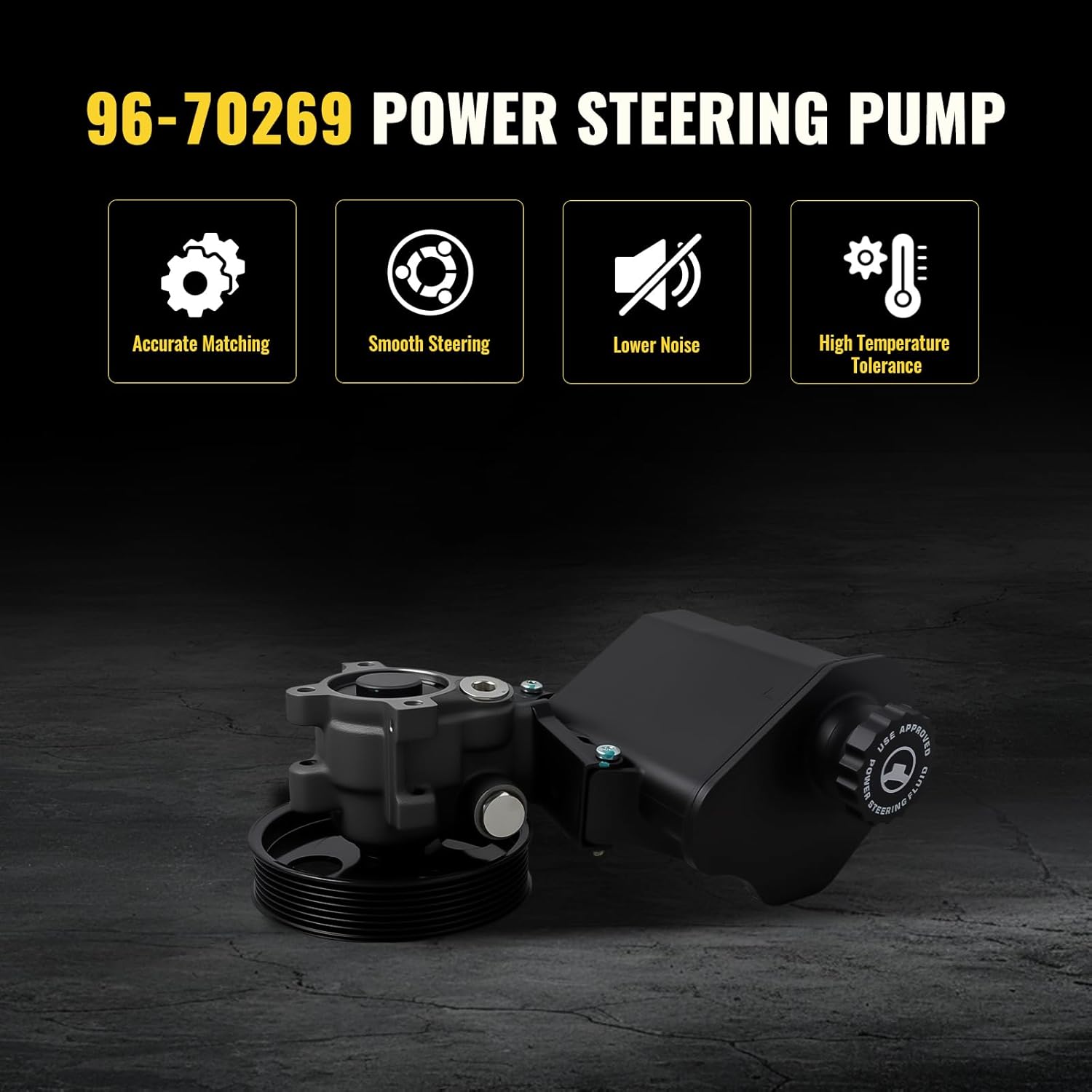 TUCAREST Power Steering Pump 20-70269 (For 3.7L/4.7L/5.7L;w/Reservoir w/Pulley) Compatible With 2002 2003 2004-2007 Do-dge Ram 1500 [OE# 96-70269 52113364AI 52113454AK 53032128AB PSP1082 52113240AF]