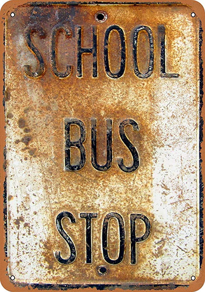 Inga #2498 School Bus Stop Vintage Metal Sign 8X12 Inches