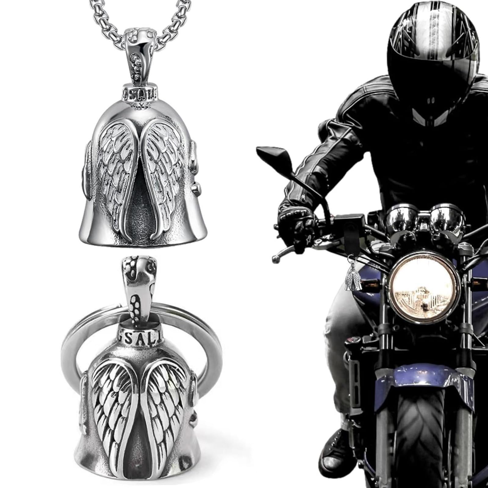 Angel Guardian Riding Bell With Chain Stainless Steel Loud Sound