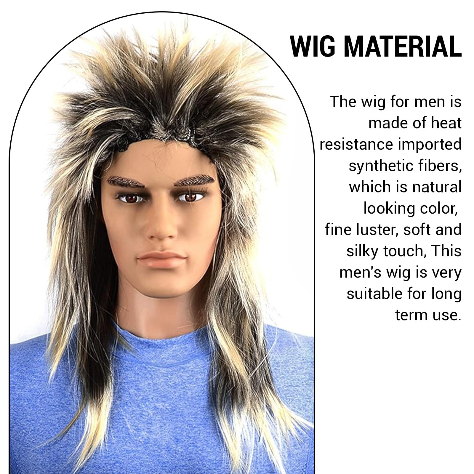 Colaren Mullet Wigs for Men 70s, Gold - Image 4