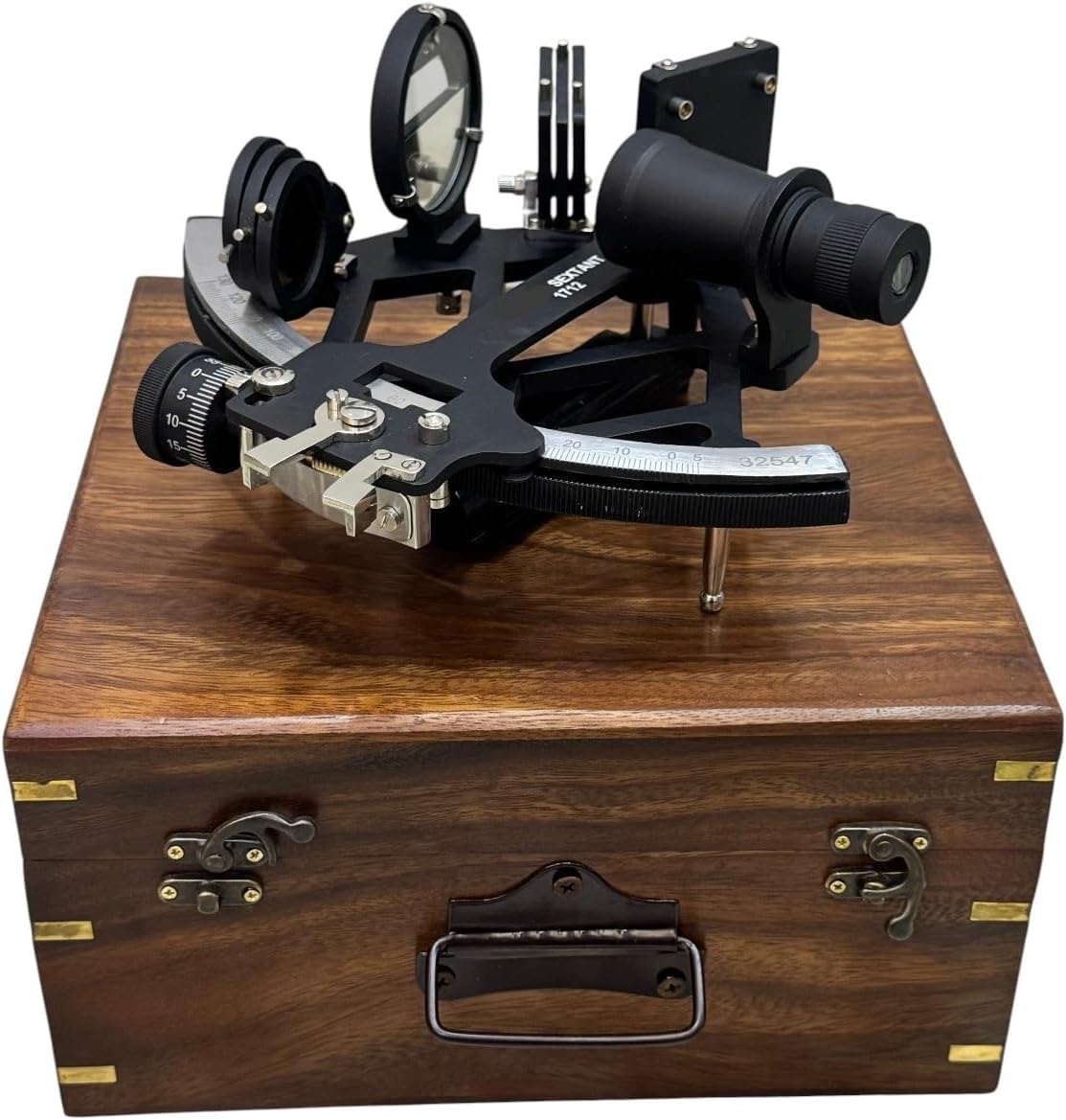 Vintage Nautical 9" Sextant with Wooden Box– Classic Maritime Decorative Instrument for Home Office & Gifts