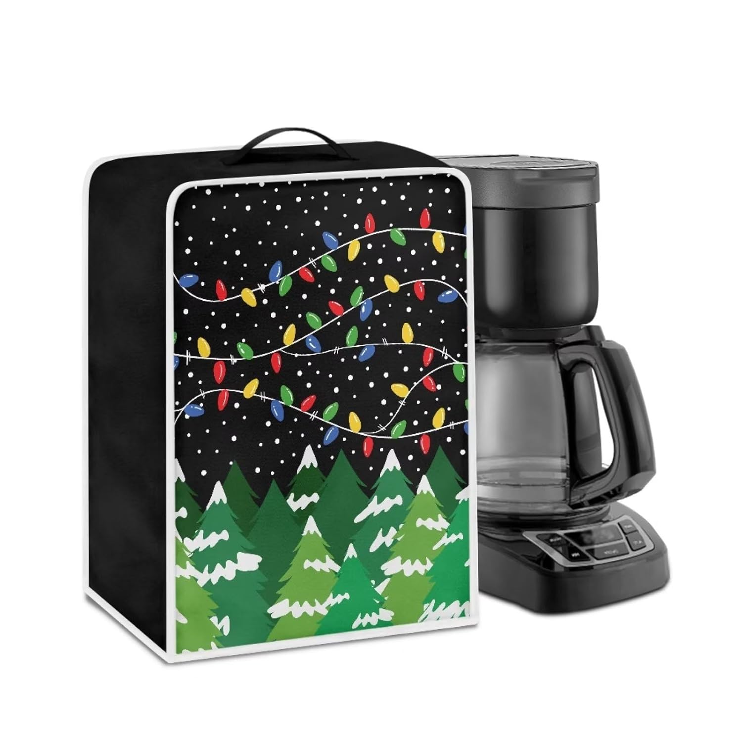 Cartoon Tree and Colorful Lights Waterproof Coffee Machine Cover Resistant Covers for Small Kitchen Appliance Coffee Makers Protector