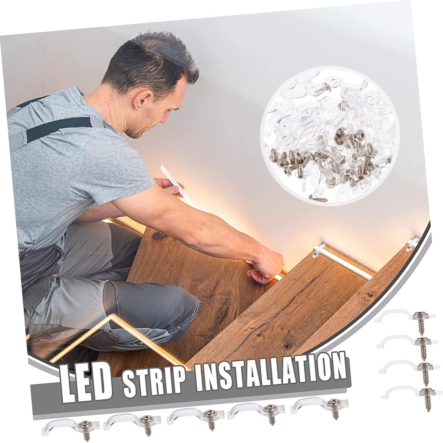 300pcs Led Strip Light Mounting Clips Clamp with Screws for Easy Installation Suitable for Rgb Soft Light Strips Sturdy and