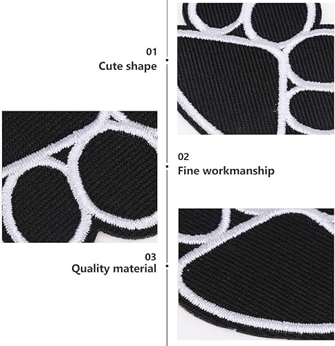 Miniatura 3 de 20 parches de pata de cachorro para perro, apliques bordados, parches de costura bordados, accesorios de tela para manualidades, parches negros para