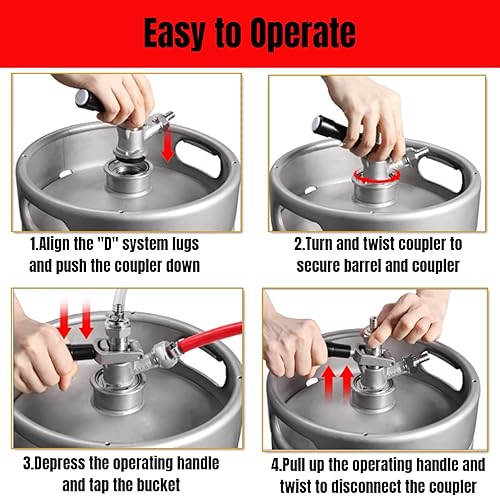 Miniatura 6 de Grifos de cerveza para barriles, grifo de cerveza con sistema D con válvula de alivio de presión de seguridad, sonda de acero inoxidable grifo de