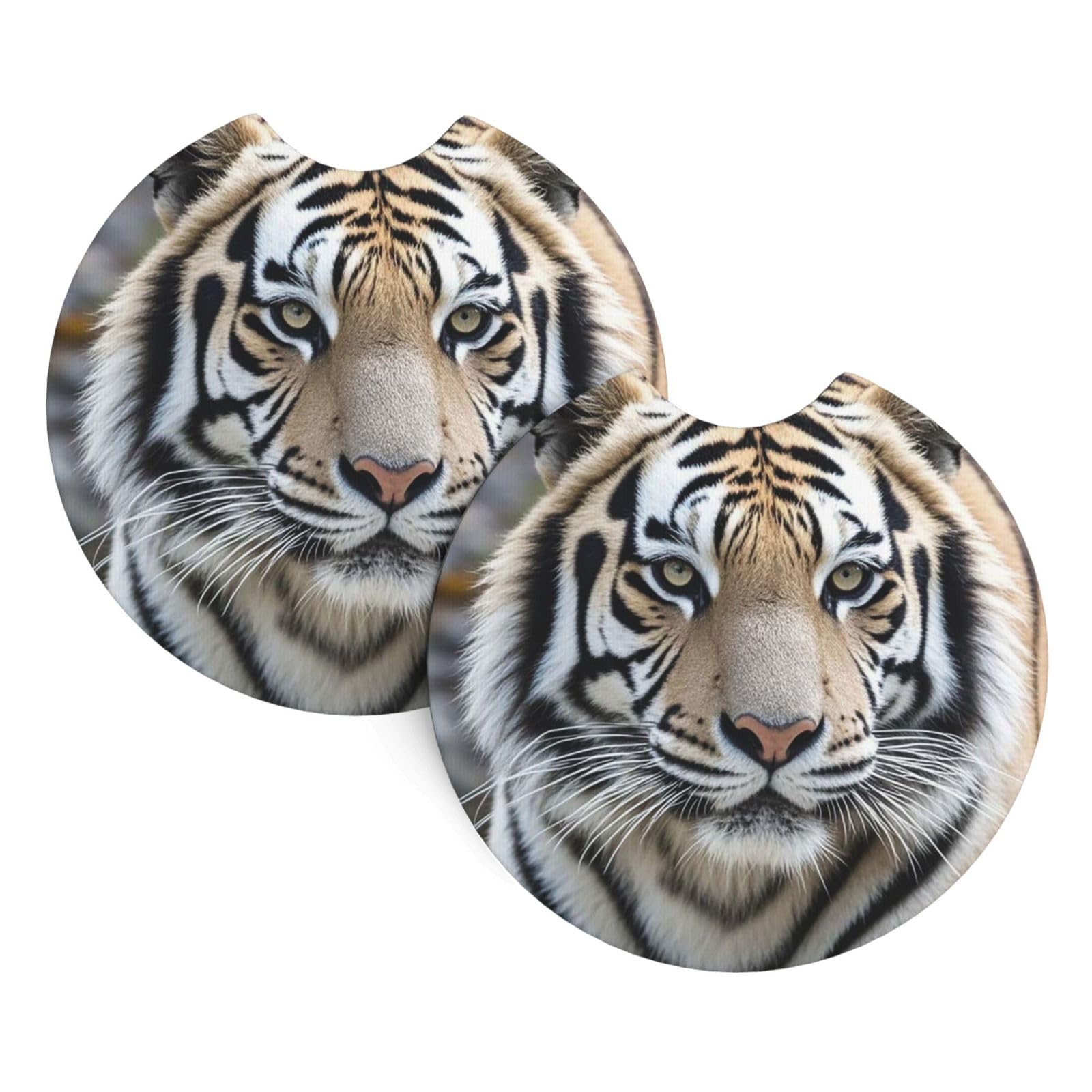 Xopekvlawm Black And White Tigers 2 Pack Car Cup Holder Coasters 2.7 Inch Universal Anti-Slip Shockproof Car Cup Holder Insert Car Coasters Drink Coasters Cup Holder Coasters For Car Accessories