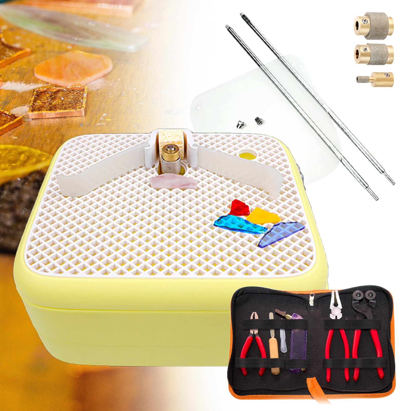Kit de vitrail pour mosaïque artisanale avec coupe-verre et meuleuse 220V