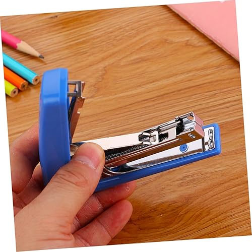 Miniatura 7 de NUOBESTY Grapadora de metal para el hogar, oficina, uso escolar, color aleatorio, grapado suave sin grapas, suministros esenciales de papelería