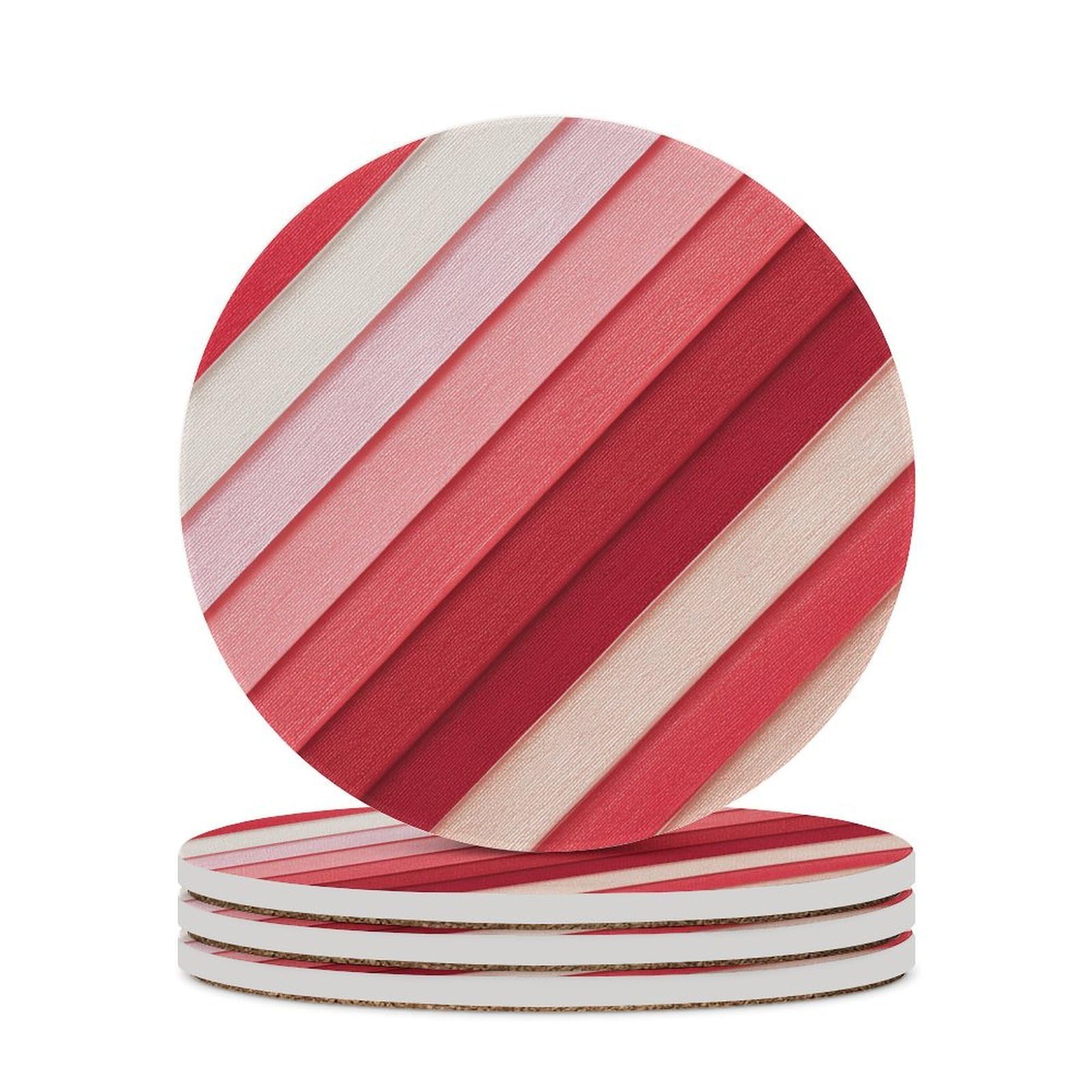 Red And Pink Diagonal Stripes Coasters Set of 4 Absorbent Coasters